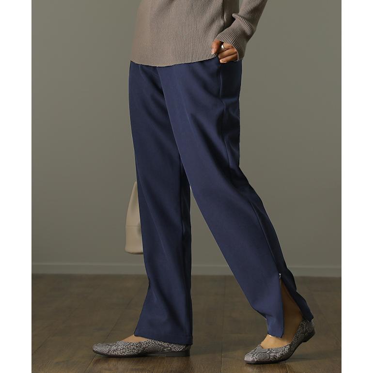 パンツ 裏起毛 ボトムス レディース ロング ゴム テーパード スリット 裏ボア | HUG.U | 10