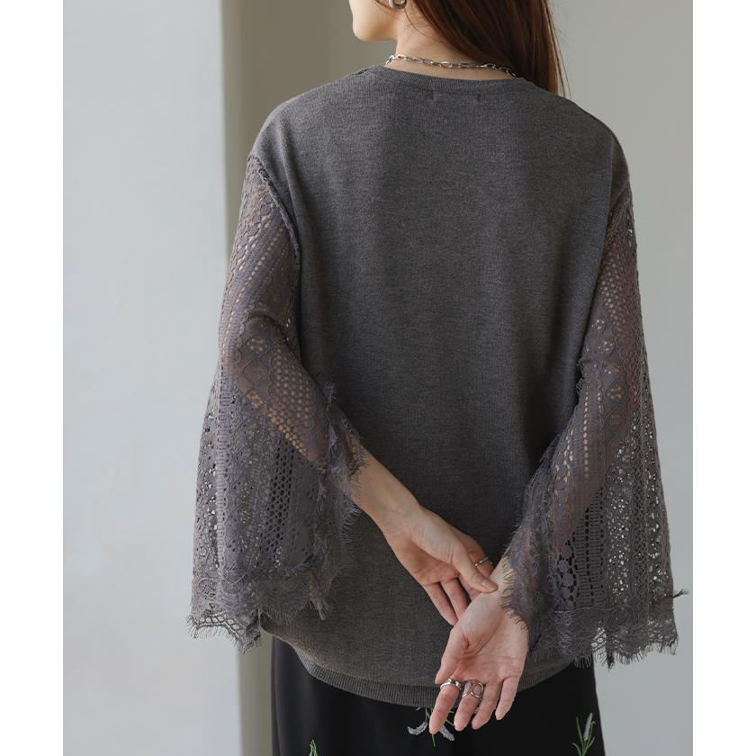 ニット トップス レディース レース レーストップス ケープ シアー ブラック | HUG.U | 19