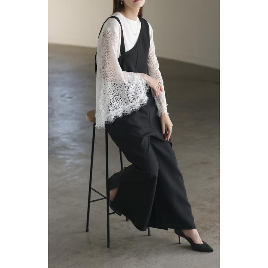 ニット トップス レディース レース レーストップス ケープ シアー ブラック | HUG.U | 10