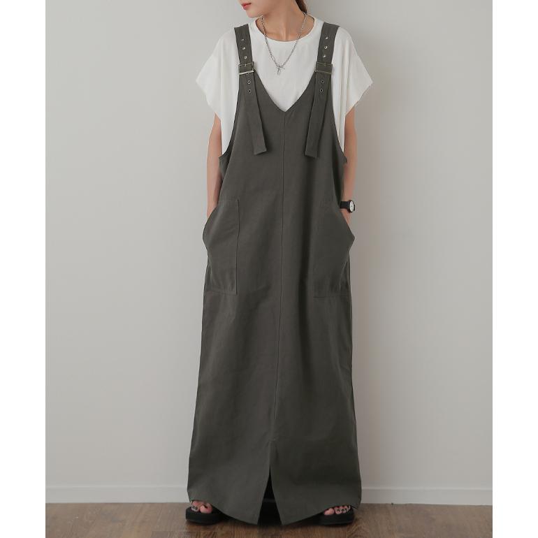 サロペット スカート レディース ジャンパースカート 無地 オールインワン | HUG.U | 09