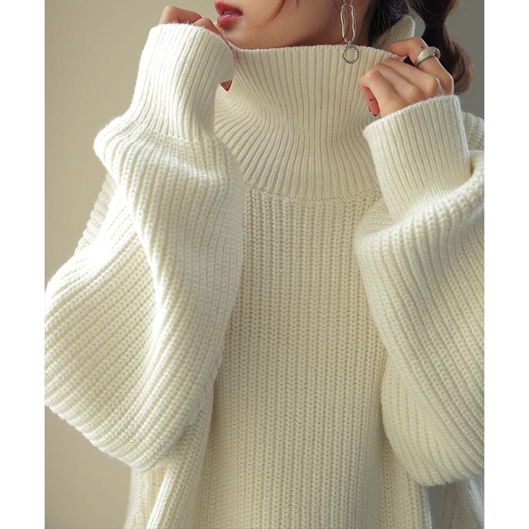 ニット タートルネック  レディース セーター トップス 長袖 ハイネック コクーン タイムセールSW2 | HUG.U | 08