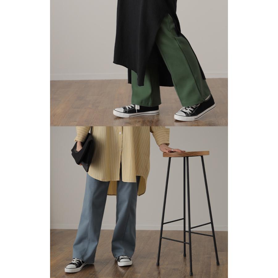 パンツ レディース セミフレア あったか ロング 微起毛 フレアパンツ ボトムス ストレートパンツ ゴム | HUG.U | 23