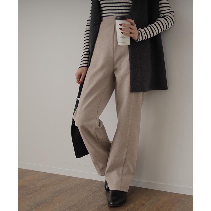 パンツ レディース セミフレア あったか ロング 微起毛 フレアパンツ ボトムス ストレートパンツ ゴム | HUG.U | 08