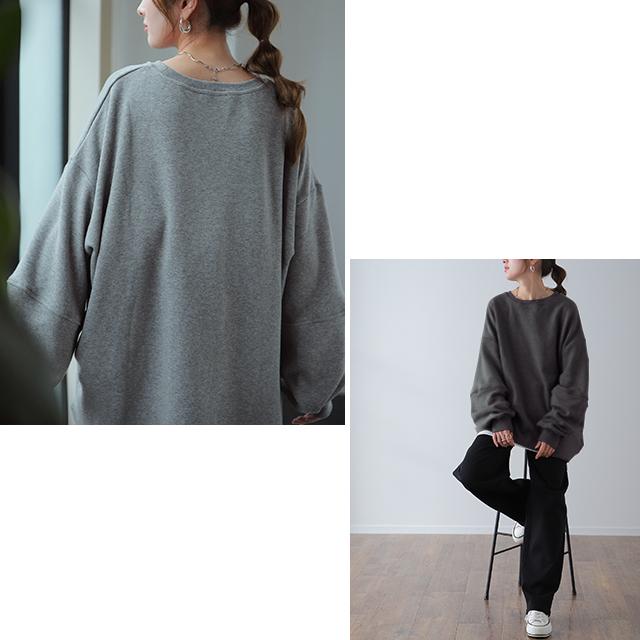 トレーナー レディース 裏起毛 スウェット トップス 裏シャギー 体型カバー 極暖 | HUG.U | 18