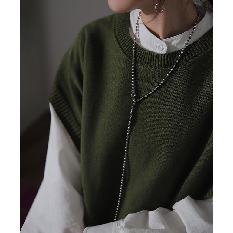 ベスト レディース ニット レイヤード ニットベスト セーター サイドリボン 重ね着 | HUG.U | 22