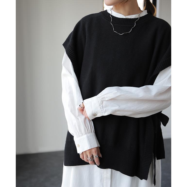 ベスト レディース ニット レイヤード ニットベスト セーター サイドリボン 重ね着 | HUG.U | 23