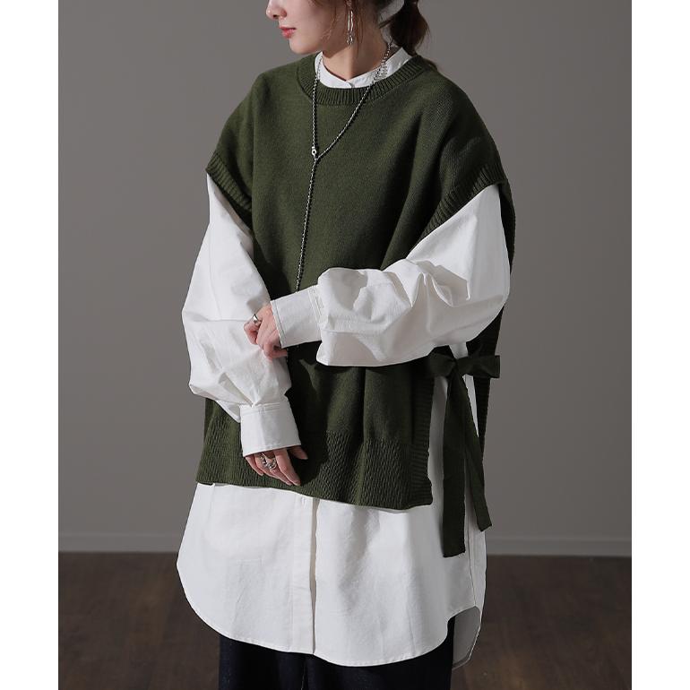 ベスト レディース ニット レイヤード ニットベスト セーター サイドリボン 重ね着 | HUG.U | 10