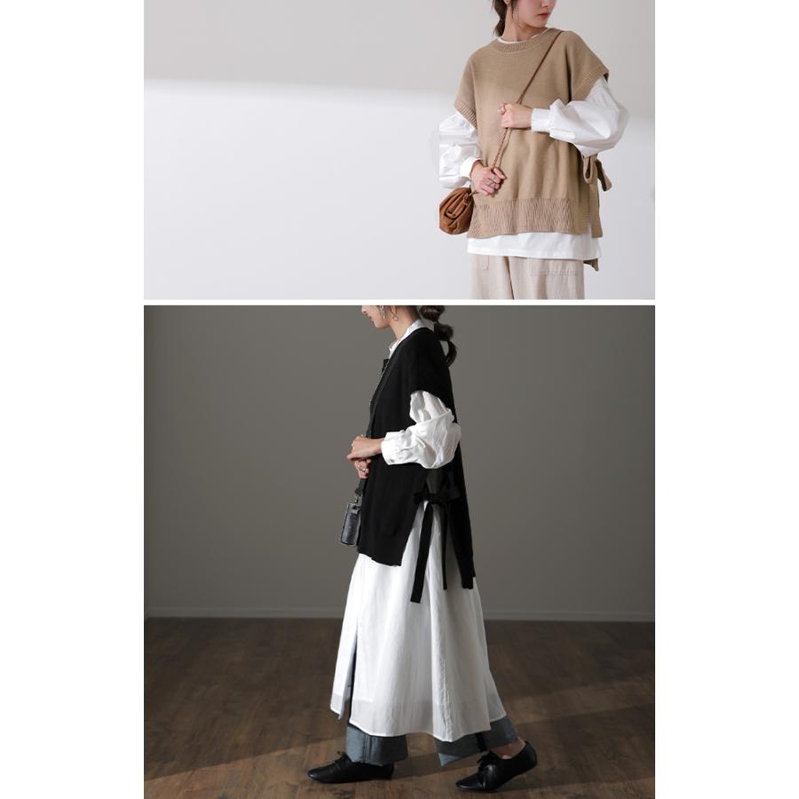 ベスト レディース ニット レイヤード ニットベスト セーター サイドリボン 重ね着 | HUG.U | 11