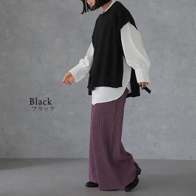 ベスト レディース ニット レイヤード ニットベスト セーター サイドリボン 重ね着 | HUG.U | 14