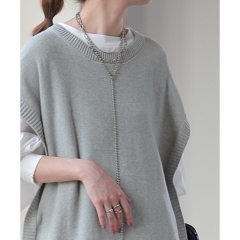 ベスト ニット レディース レイヤード  セーター ロング スリット リボン 重ね着 | HUG.U | 18