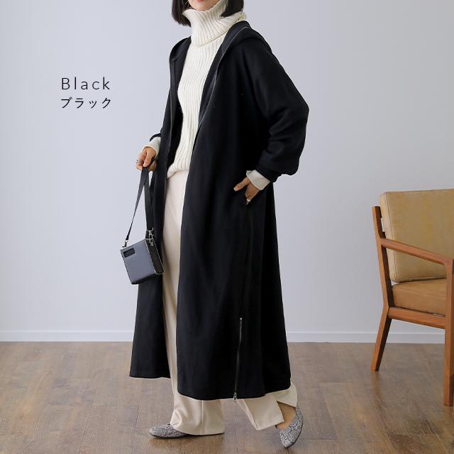 ルネ　ロングジップアップパーカー　黒　ブラック　36サイズ　コート　ワンピース HUG.U パーカー ロングワンピース ロングワンピ ロングパーカー