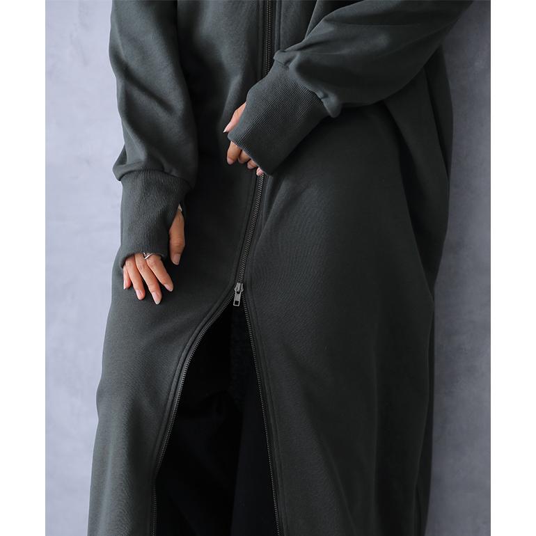 パーカー ロングワンピース ロングワンピ ロングパーカー アウター スウェット | HUG.U | 15