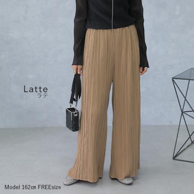 パンツ レディース ボトムス プリーツ ワイドパンツ ワイド プリーツパンツ ワイドパンツルック | HUG.U | 13
