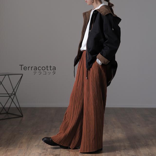 パンツ レディース ボトムス プリーツ ワイドパンツ ワイド プリーツパンツ ワイドパンツルック | HUG.U | 14