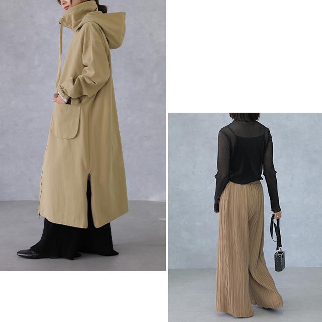 HUG.U パンツ レディース ボトムス プリーツ ワイドパンツ ワイド