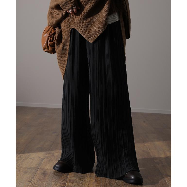 パンツ レディース ボトムス プリーツ ワイドパンツ ワイド プリーツパンツ ワイドパンツルック | HUG.U | 08