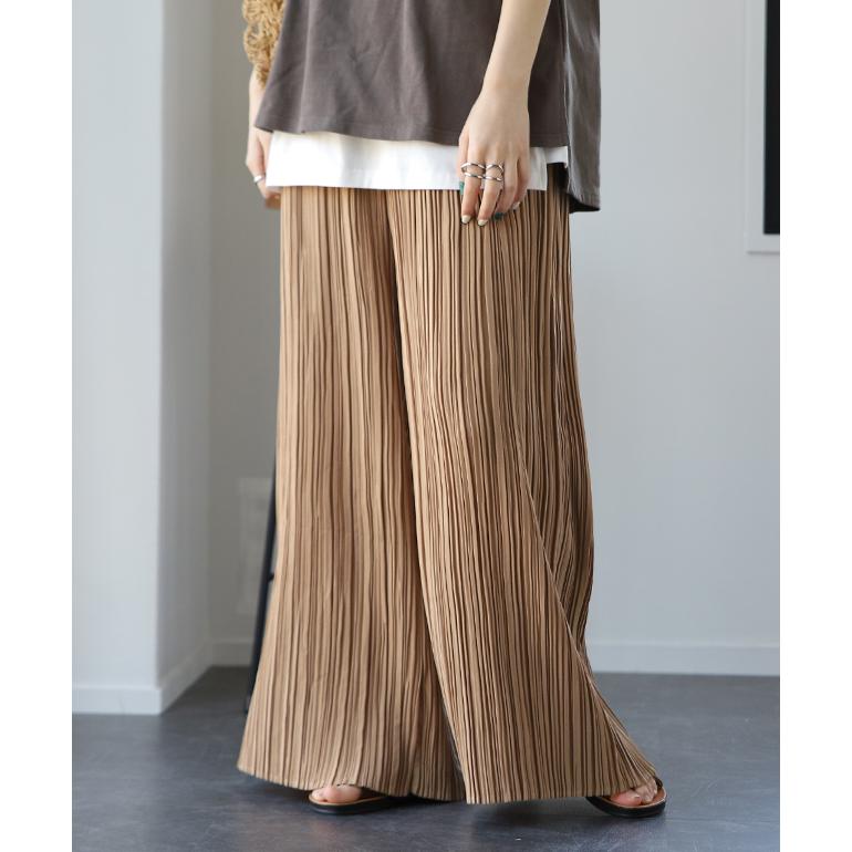 パンツ レディース ボトムス プリーツ ワイドパンツ ワイド プリーツパンツ ワイドパンツルック | HUG.U | 08