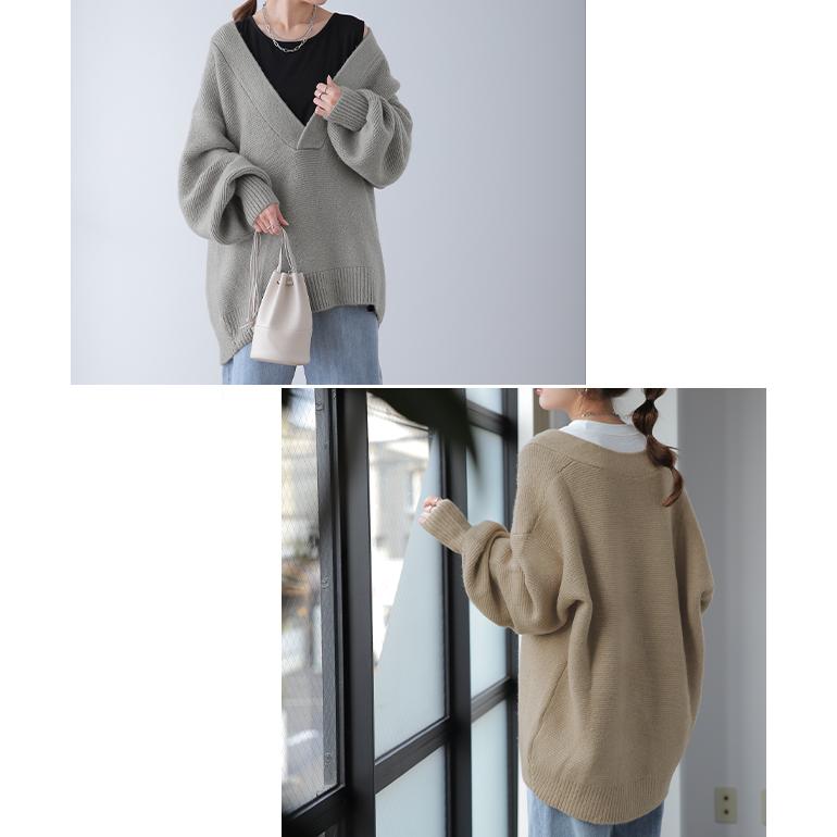ニット レイヤード レディース トップス セーター Vネック 無地 きれいめ | HUG.U | 20