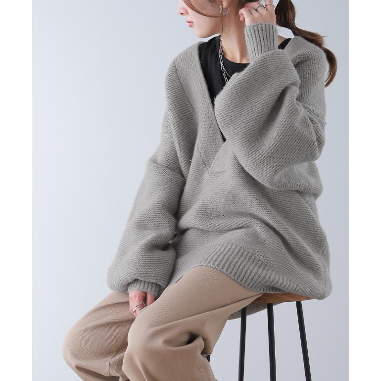 ニット レイヤード レディース トップス セーター Vネック 無地 きれいめ | HUG.U | 05