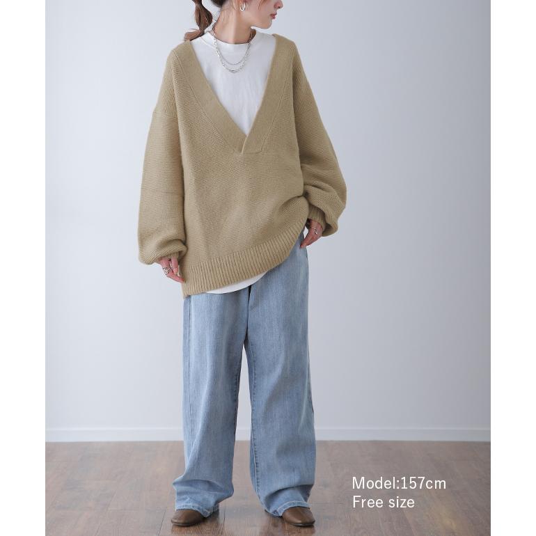 ニット レイヤード レディース トップス セーター Vネック 無地 きれいめ | HUG.U | 06