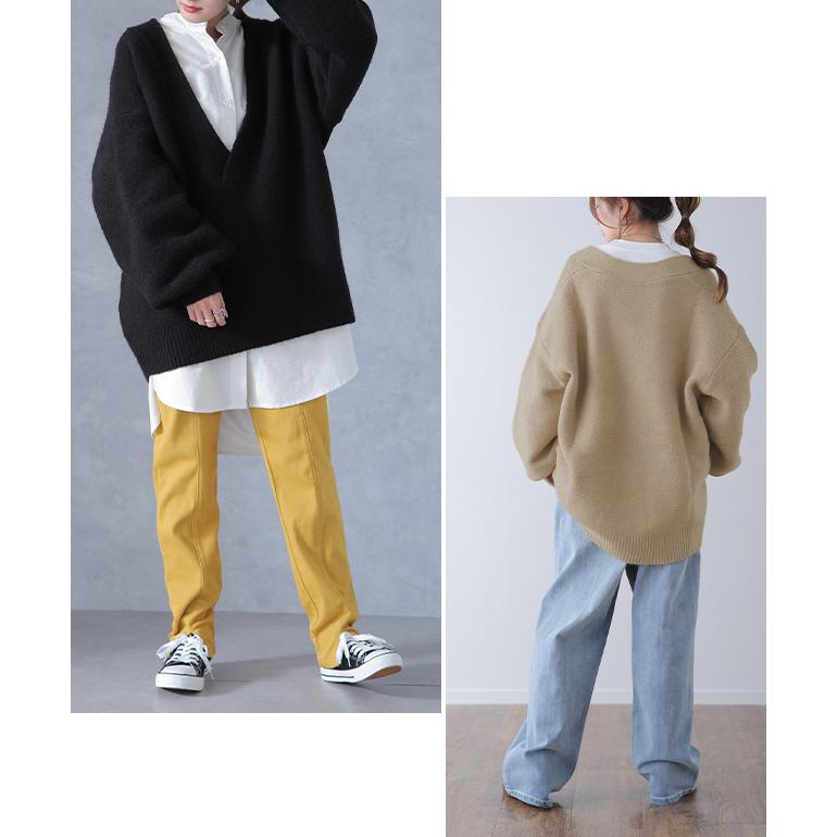 ニット レイヤード レディース トップス セーター Vネック 無地 きれいめ | HUG.U | 09