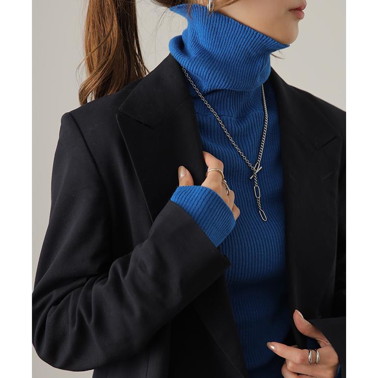 ニット 綿 リブ タートル インナー レイヤード リブニット レディース 長袖 | HUG.U | 28