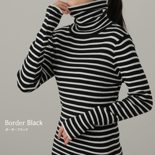 ニット 綿 リブ タートル インナー レイヤード リブニット レディース 長袖 | HUG.U | 32