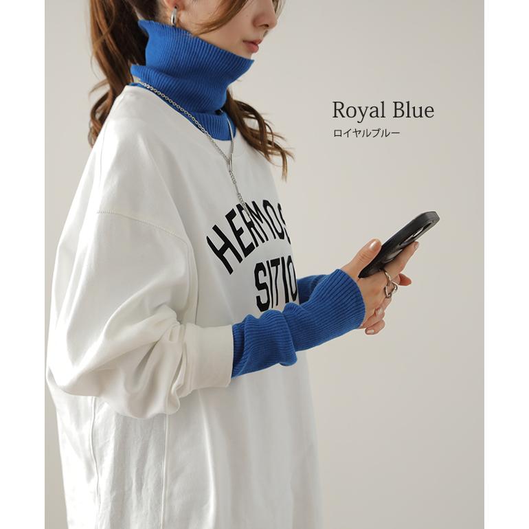 ニット 綿 リブ タートル インナー レイヤード リブニット レディース 長袖 | HUG.U | 33