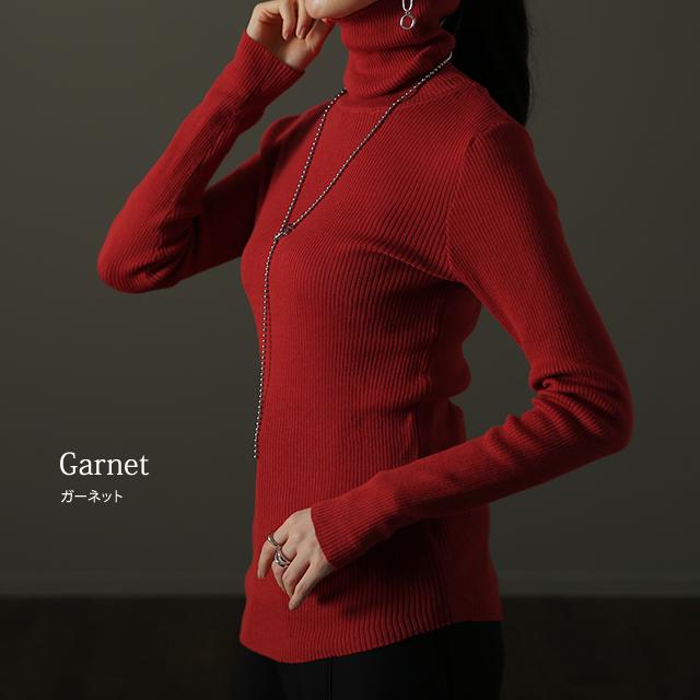 ニット 綿 リブ タートル インナー レイヤード リブニット レディース 長袖 | HUG.U | 35