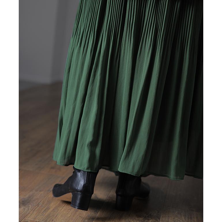 スカート 裏起毛 シフォン ロングスカート レディース プリーツスカート | HUG.U | 14