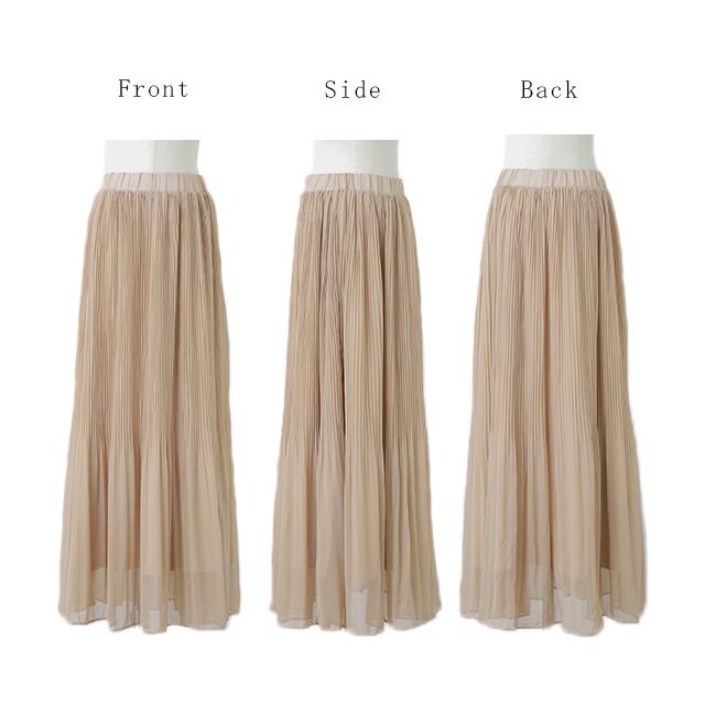 スカート 裏起毛 シフォン ロングスカート レディース プリーツスカート | HUG.U | 19