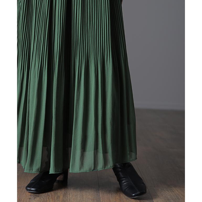 スカート 裏起毛 シフォン ロングスカート レディース プリーツスカート | HUG.U | 21
