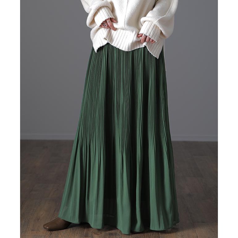 スカート 裏起毛 シフォン ロングスカート レディース プリーツスカート | HUG.U | 07