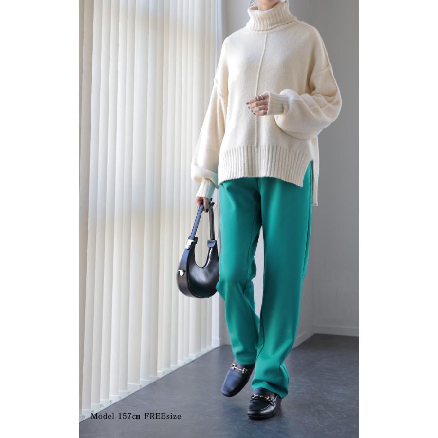 パンツ レディース ストレッチ ゆったり ストレートパンツ ゴム きれいめ ロング テーパード | HUG.U | 23