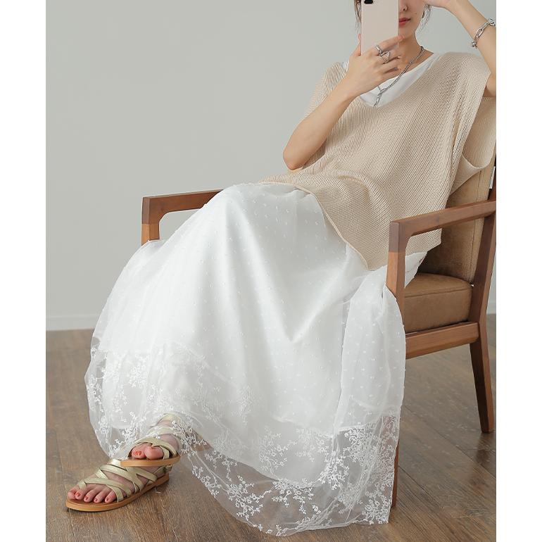 ワンピース ペチコート レイヤード チュール レース ペチワンピ キャミソール キャミワンピース インナー レディース | HUG.U | 21