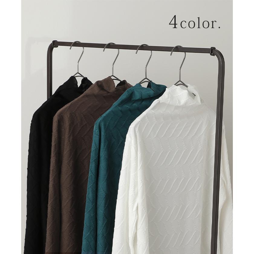 トップス レディース ハイネック インナー 長袖 カットソー タートル レイヤード 肌隠し 刺繍 シアー | HUG.U | 14