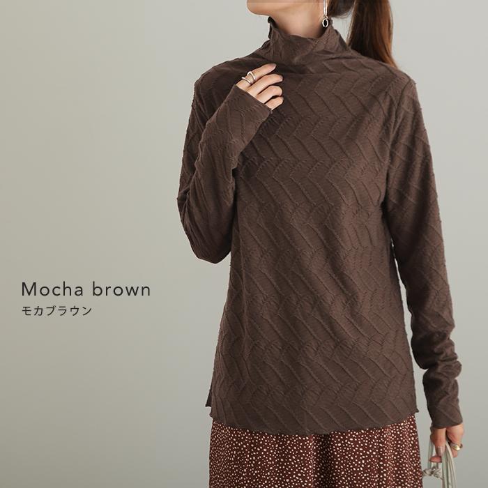 トップス レディース ハイネック インナー 長袖 カットソー タートル レイヤード 肌隠し 刺繍 シアー | HUG.U | 16