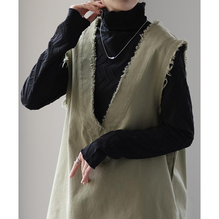 トップス レディース ハイネック インナー 長袖 カットソー タートル レイヤード 肌隠し 刺繍 シアー | HUG.U | 22