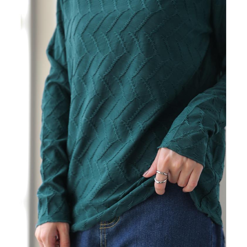 トップス レディース ハイネック インナー 長袖 カットソー タートル レイヤード 肌隠し 刺繍 シアー | HUG.U | 12