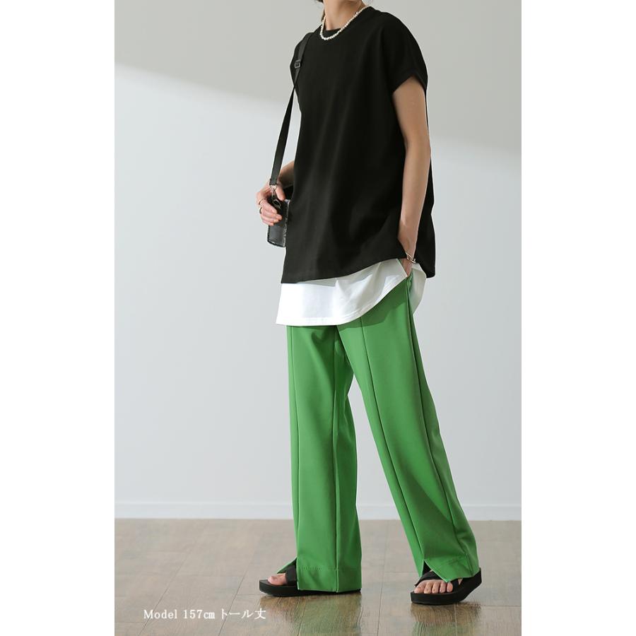 パンツ レディース 美脚 きれいめ 美尻 ボトムス イージーパンツ ストレート ゴム ロング ストレッチ ワイド | HUG.U | 06