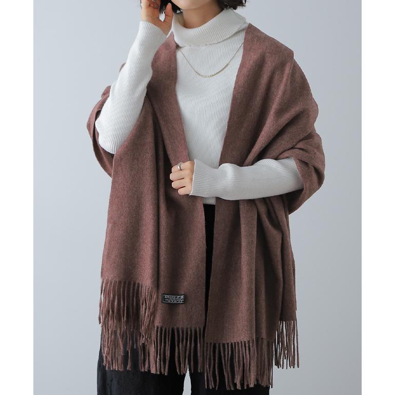 マフラー レディース ウール100％ ストール 大判 無地 大判マフラー 厚手 大判ストール | HUG.U | 14