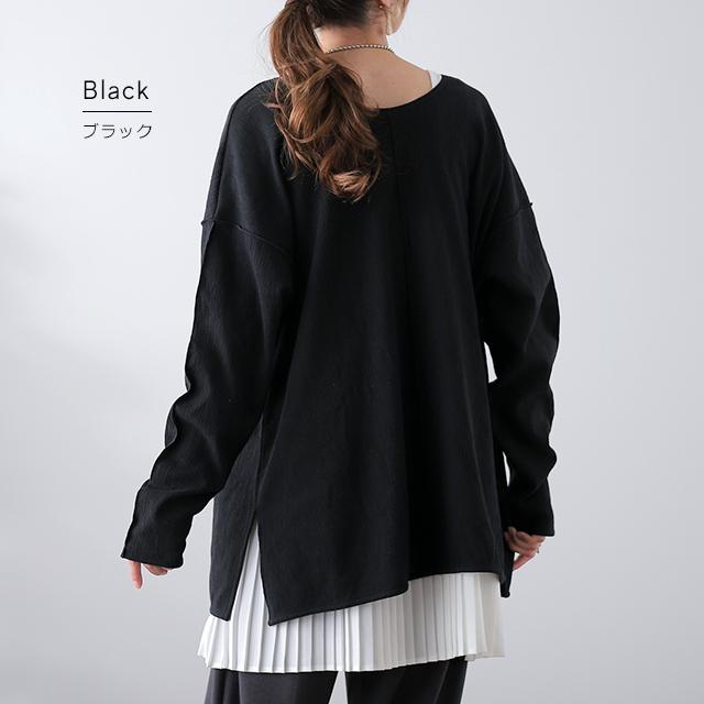 トップス レディース  ロンT Tシャツ レイヤード スリット 無地 長袖 丸首 | HUG.U | 22