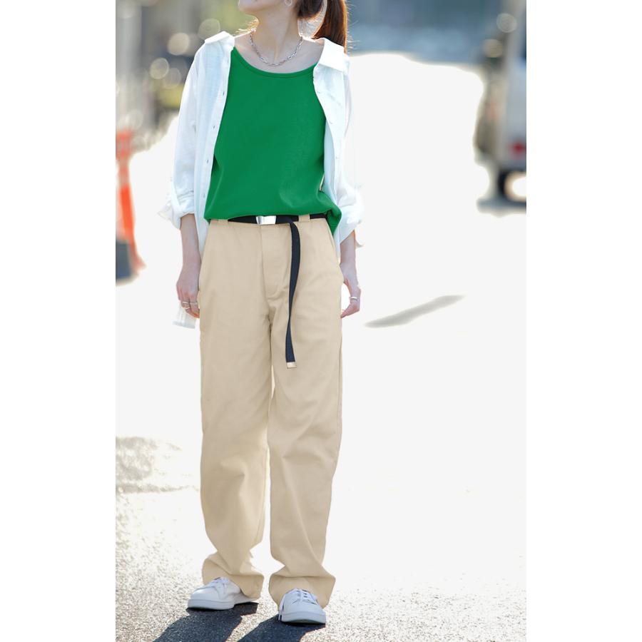 パンツ レディース 脚長 チノパン ロング ワイドパンツ ストレート ゴム ストレッチ 黒 白 ベージュ Y859 Hug U ハグユー 通販 Yahoo ショッピング