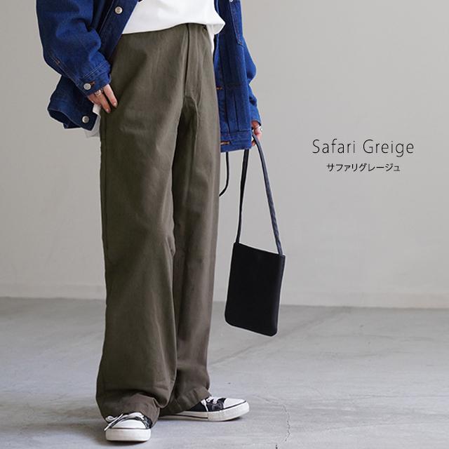 パンツ レディース 脚長 チノパン ロング ワイドパンツ ストレート ゴム 黒 白 ベージュ | HUG.U | 25