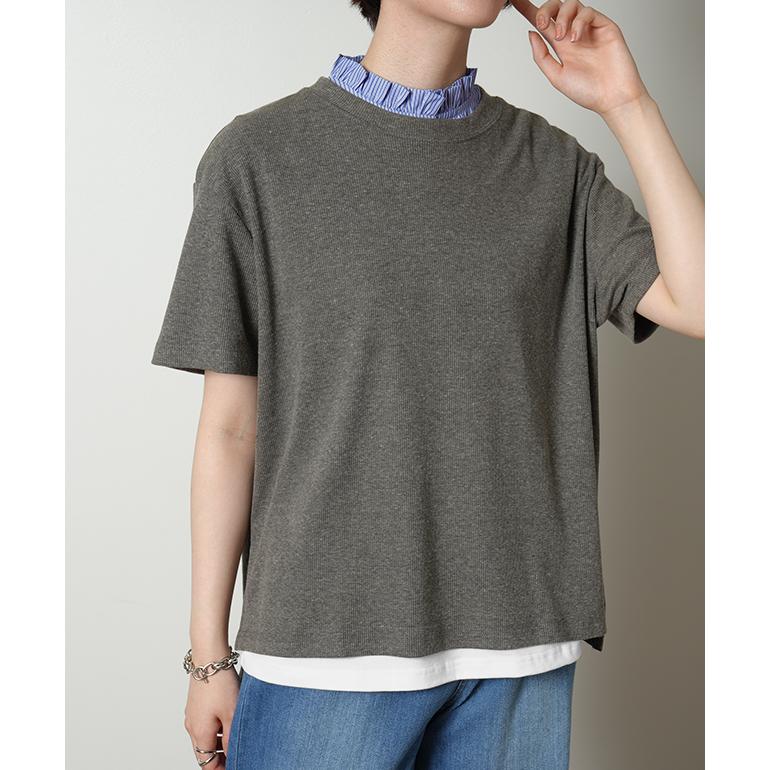 タンクトップ レディース レイヤード トップス ストライプ つけ襟 インナー ブラウス シャツ フリル 襟 | HUG.U | 18