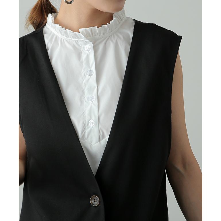 タンクトップ レディース レイヤード トップス ストライプ つけ襟 インナー ブラウス シャツ フリル 襟 | HUG.U | 12