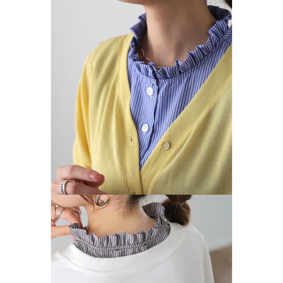 タンクトップ レディース レイヤード トップス ストライプ つけ襟 インナー ブラウス シャツ フリル 襟 | HUG.U | 13