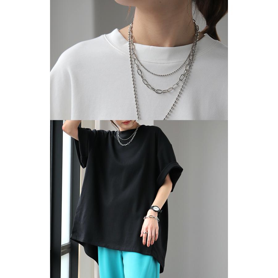 トップス Tシャツ レディース バックギャザー カットソー バックフリル 二の腕カバー 半袖 無地 | HUG.U | 21