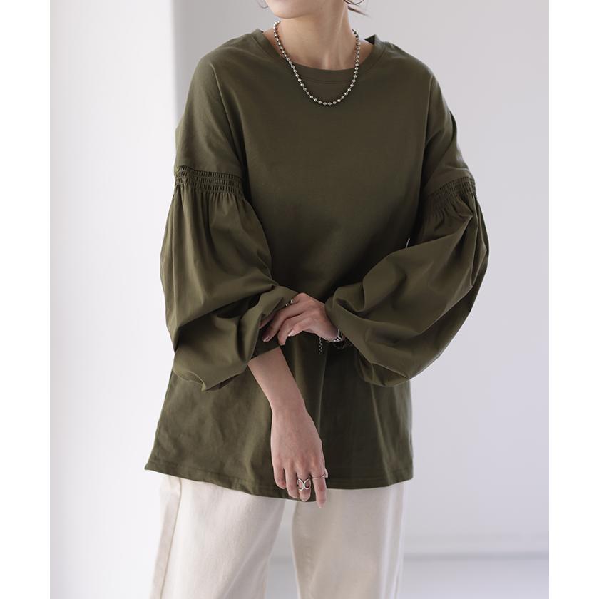 トップス レディース ブラウス カットソー ロング Tシャツ ロンT パフスリーブ バルーンスリーブ タイムセールSW2 | HUG.U | 17