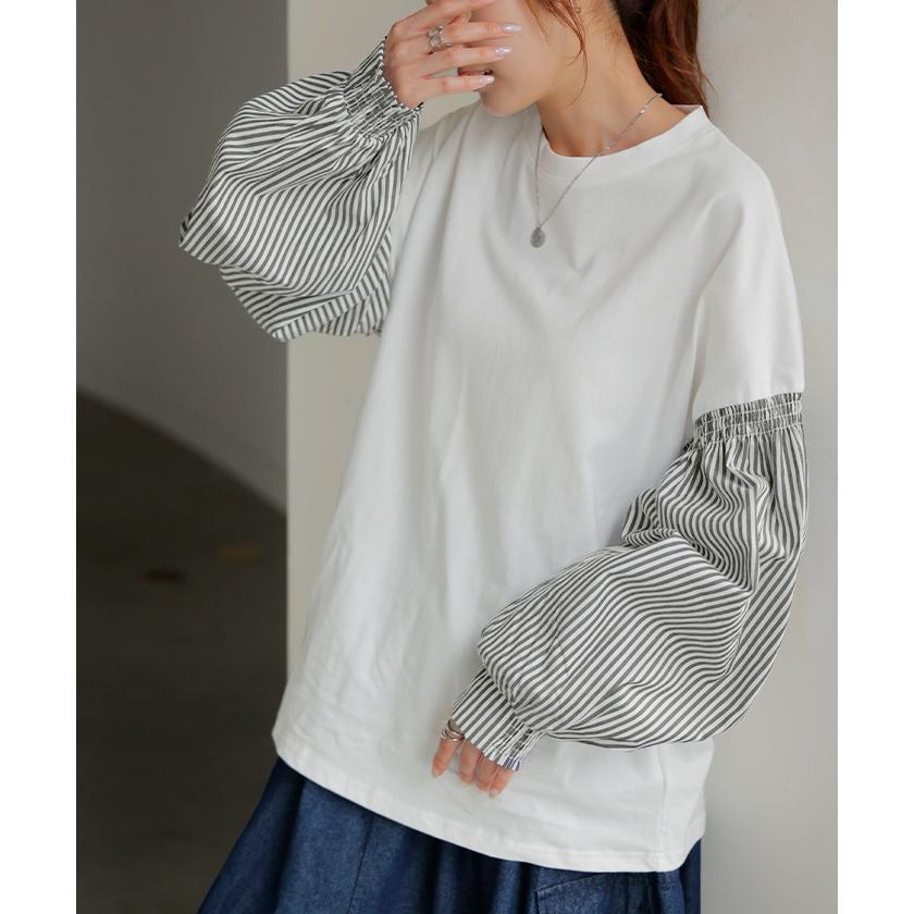 トップス レディース ブラウス カットソー ロング Tシャツ ロンT パフスリーブ バルーンスリーブ タイムセールSW2 | HUG.U | 09